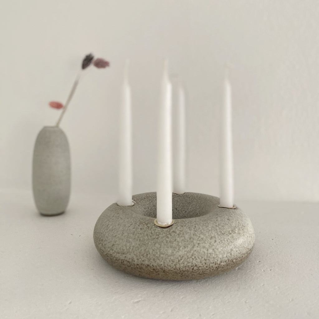 Candle Holder ( Donut) 4 Taper Candles Grey (2032)